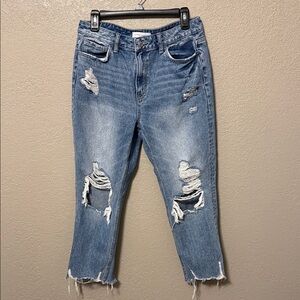 Flying Monkey Ripped Blue Cropped Jeans Size 29